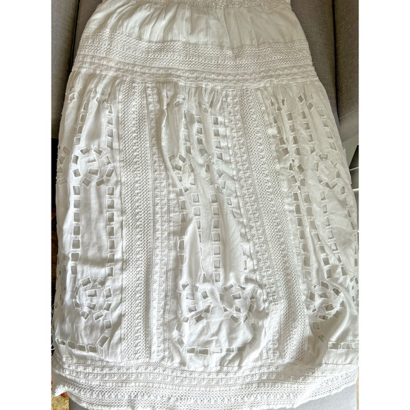 Michael kors Eyelet Tiered Bandeau Maxi Dress White Cotton cottage core Large - Picture 8 of 12